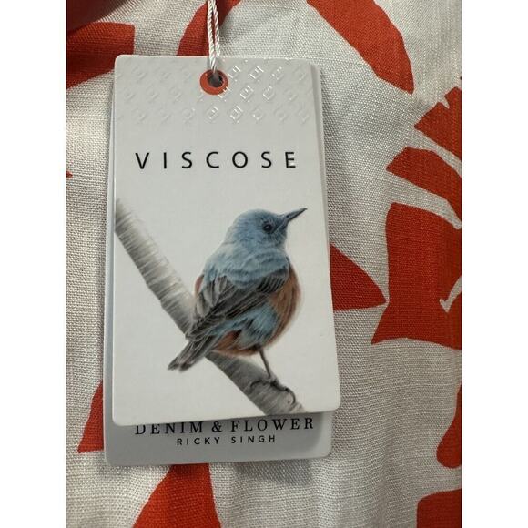 Denim & Flower White Orange S/S Pattern Men’s Small Button Up NWT MSRP - $44 - Picture 3 of 3